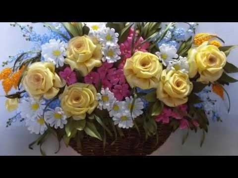 Роскошные розы вышитые лентами