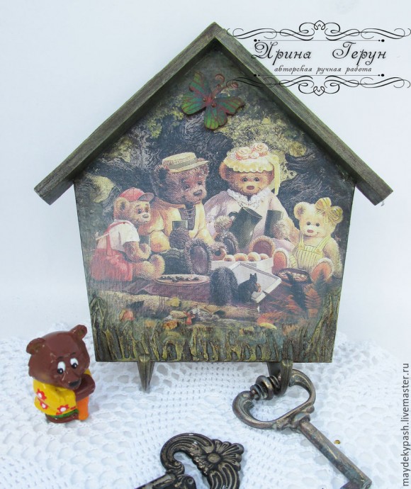 Ключница-вешалка "Медвежата": часть 4