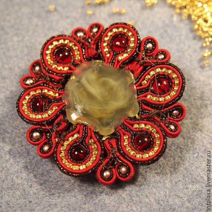 Делаем сутажную брошь "Аленький цветочек": часть 3
