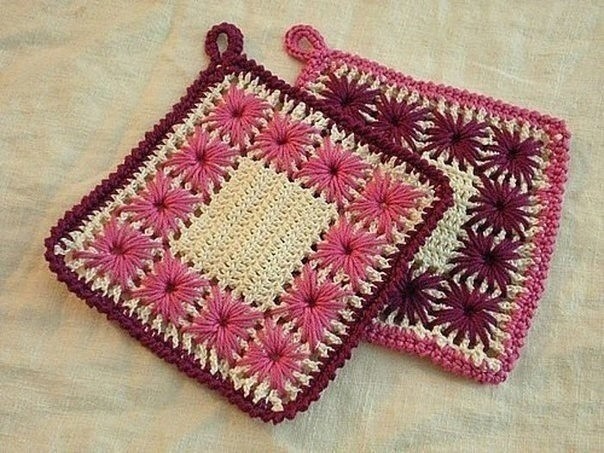 Вышивка по вязаному полотну