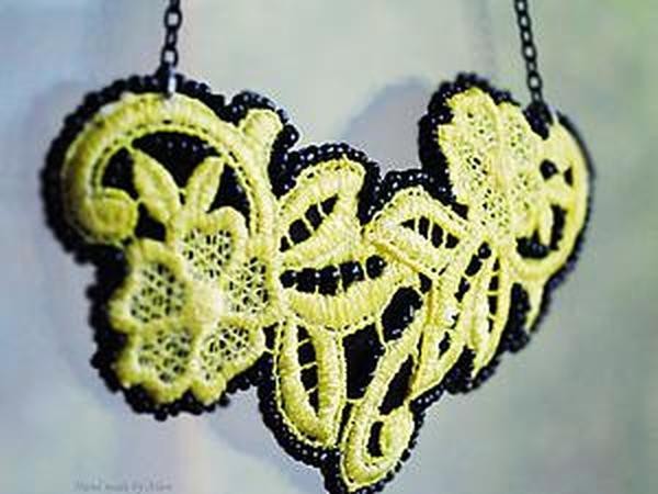 Как просто и быстро сделать текстильное кружевное колье