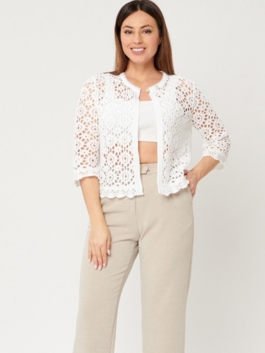 Летний кардиган с очень интересным узором: имитация вязания крючком