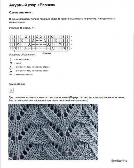 Ажурный топ с узором "Ёлочка" спицами