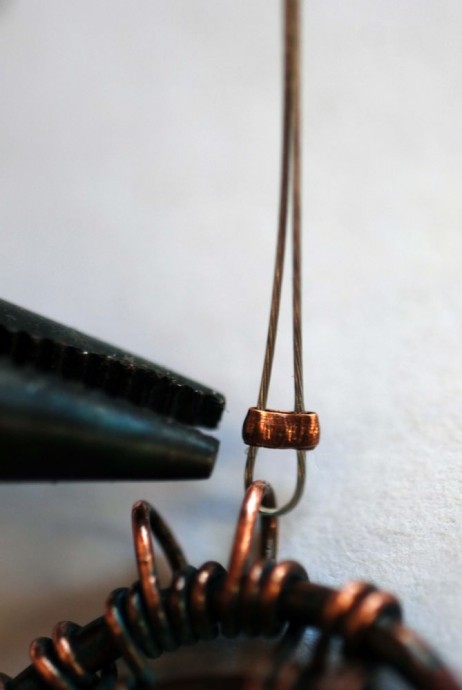 Процесс создания колье «Осенний пейзаж» из яшмы и медной проволоки: часть 5