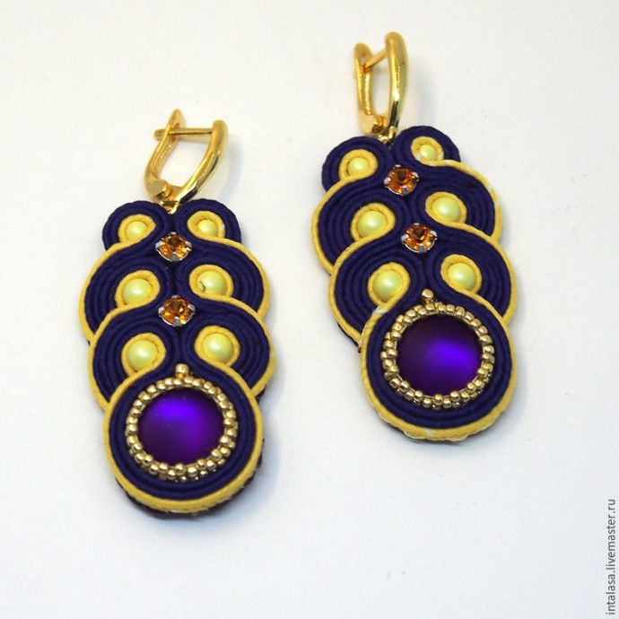 Делаем сережки в технике сутажной вышивки: часть 3