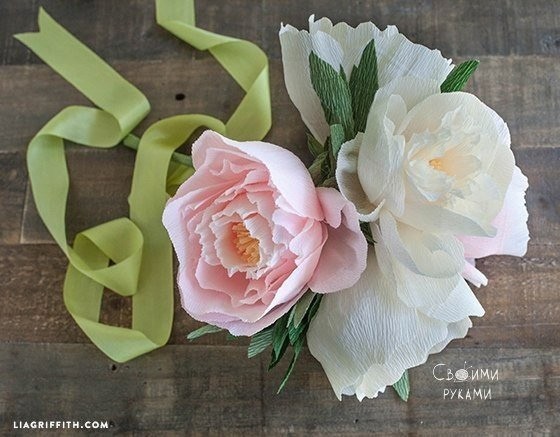 Потрясающие пионы из креповой бумаги: мастер-класс