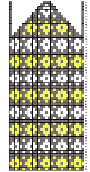 Трехцветные варежки жаккардовым узором