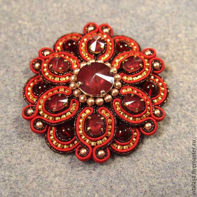Делаем сутажную брошь "Аленький цветочек": часть 3