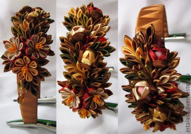 Как воткнуть тычинки в канзаши