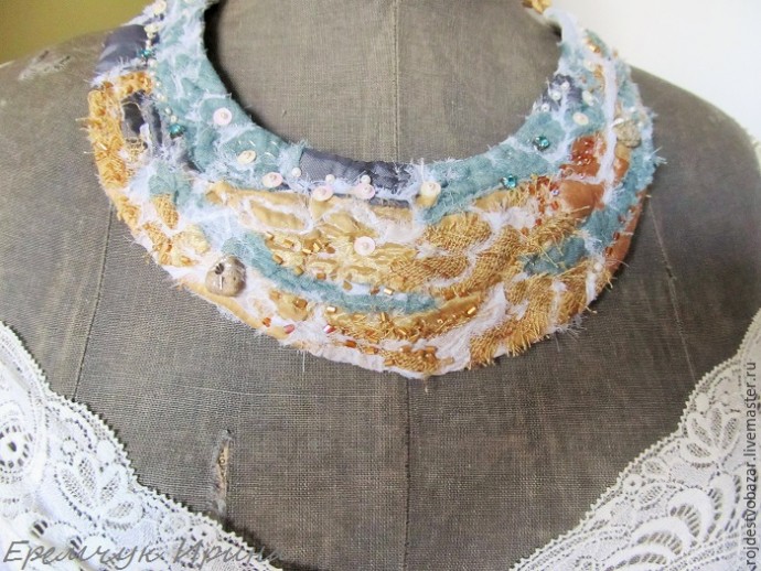 Делаем текстильное колье в технике крейзи: часть 3