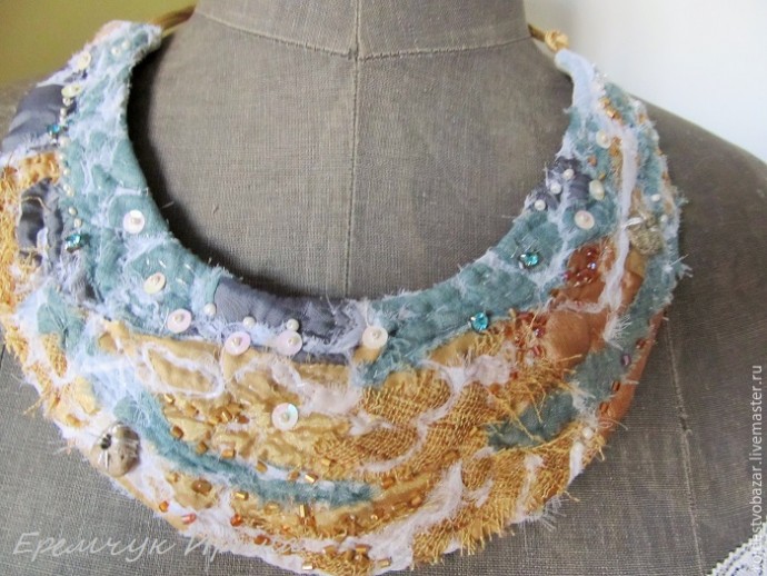 Делаем текстильное колье в технике крейзи: часть 3