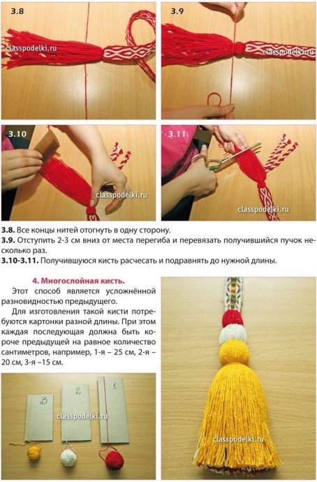 Кисточки из ниток пошагово