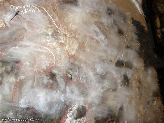 Как свалять ажурный палантин из флиса и кудрей в технике "Крыло стрекозы"