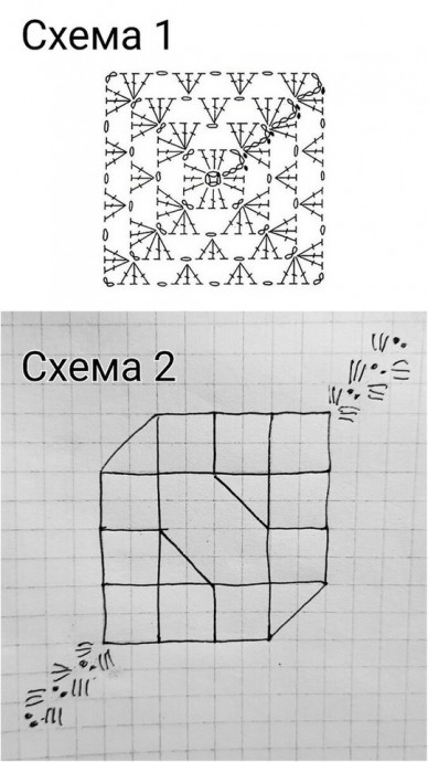 Пуловер с треугольным низом из мотивов