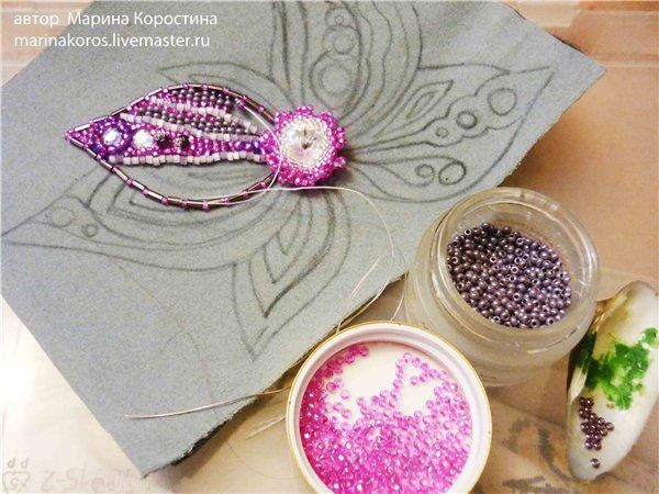 Вышиваем бисером цветок колье "Весенняя Рапсодия": часть 1