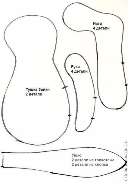 Шьем зайку. Выкройка и мастер-класс.